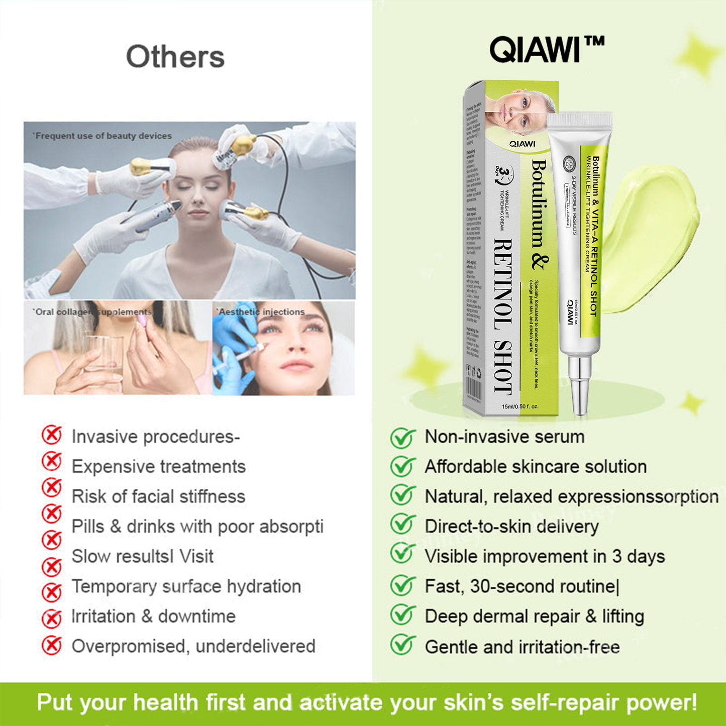 Final 3 Hours: 70%OFF🔥 QIAWITM Botulinum & Vita-A Retinol Shot Wrinkle-Lift Tightening cream✨