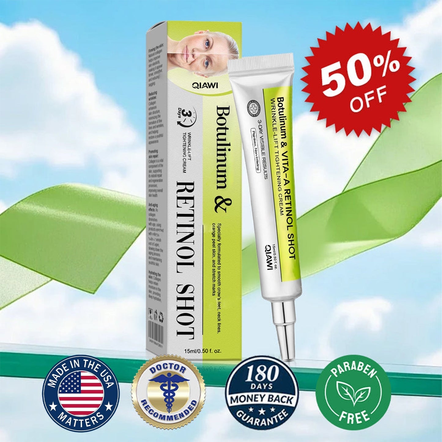 Final 3 Hours: 70%OFF🔥 QIAWITM Botulinum & Vita-A Retinol Shot Wrinkle-Lift Tightening cream✨