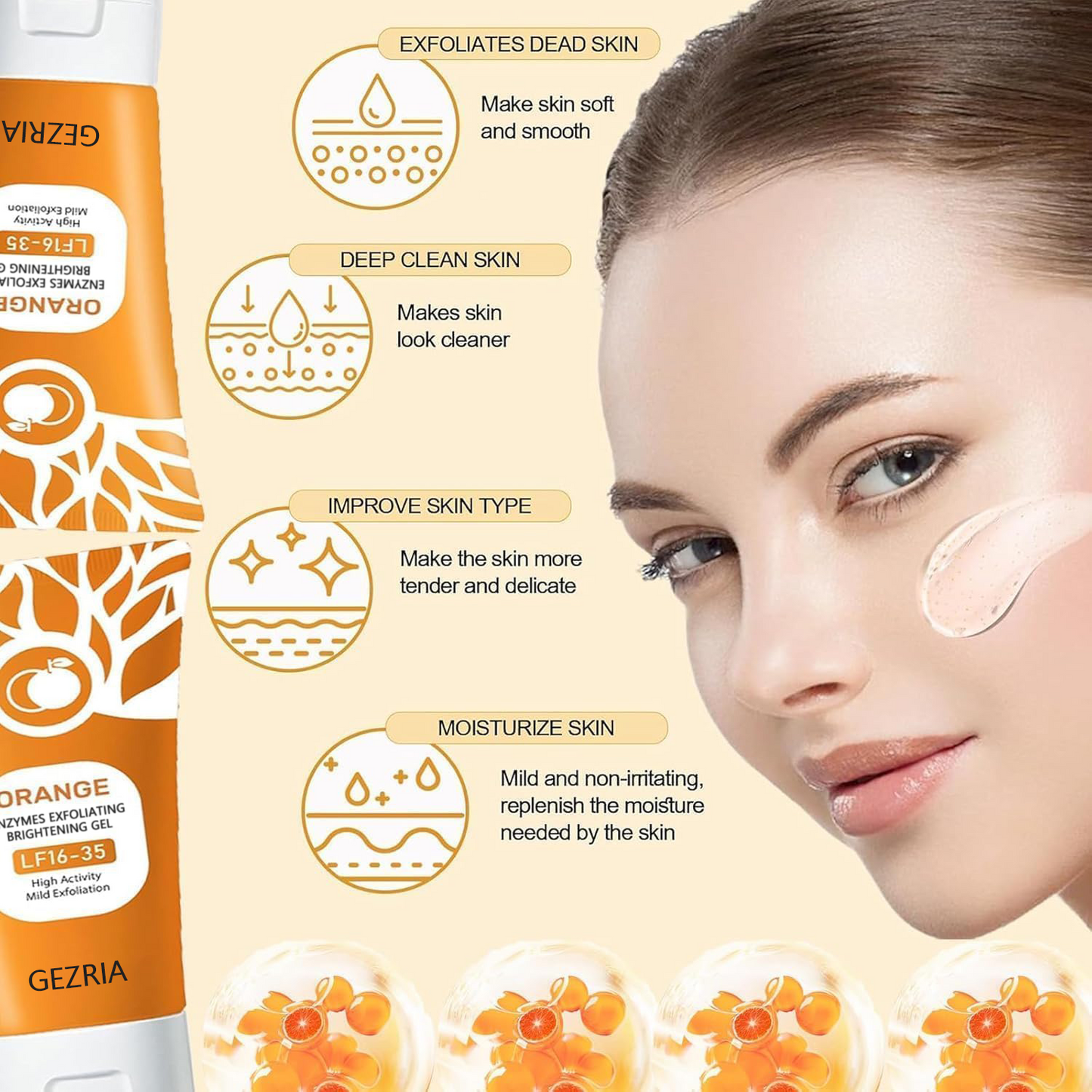 Buy 1 Get 1 FREE Today 🎁!  Say Goodbye to Dull, Rough Skin! GEZRIA Orange Enzyme Exfoliating Gel 🍊