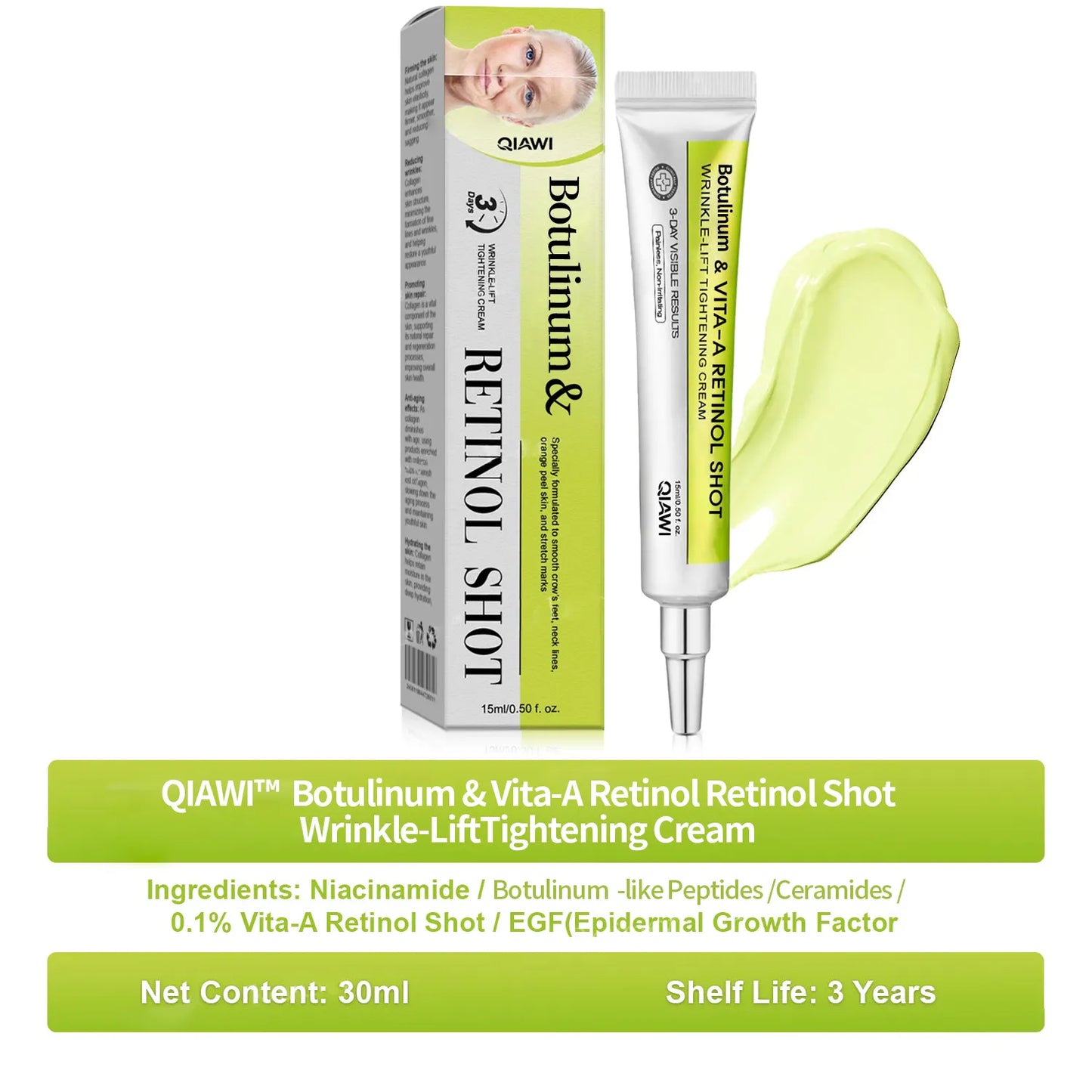 Final 3 Hours: 70%OFF🔥 QIAWITM Botulinum & Vita-A Retinol Shot Wrinkle-Lift Tightening cream✨